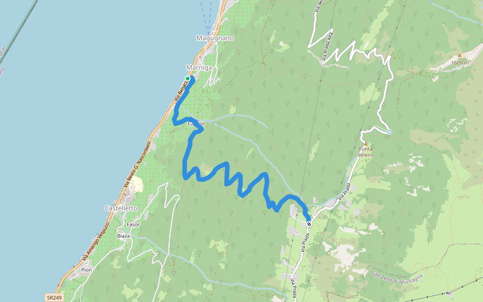 Marniga - Prada Alta walking route map in Brenzone sul Garda