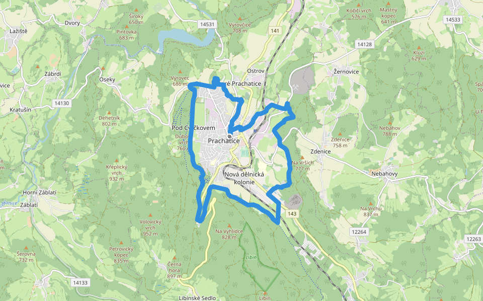 Vyhlídková stezka kolem Prachatic walking route map in Prachatice