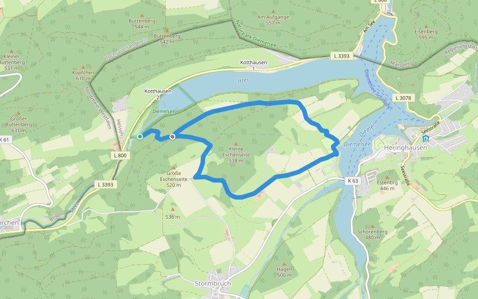 Heringshausen H4 walking route map in Brilon