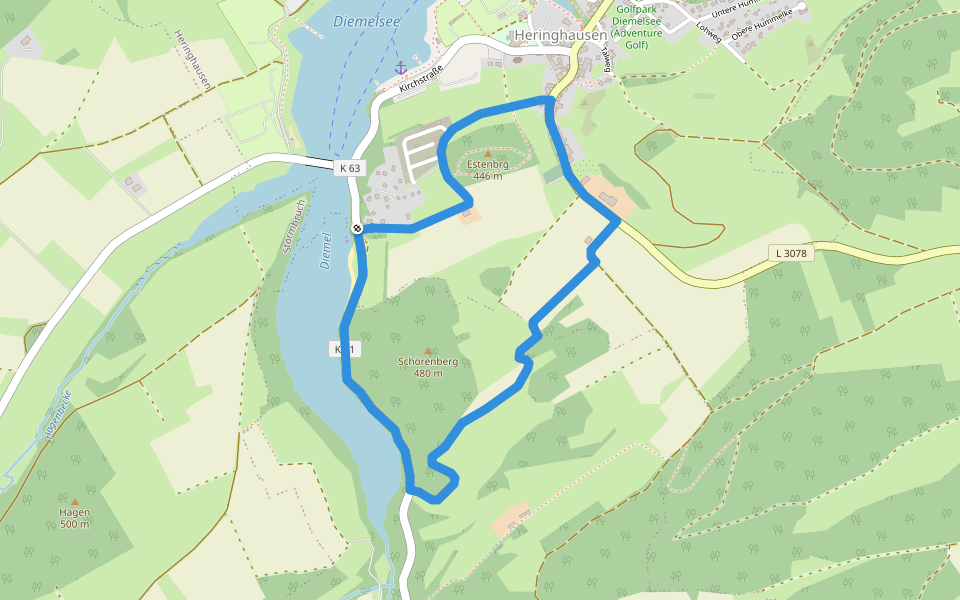 Heringshausen H3 walking route map in Diemelsee