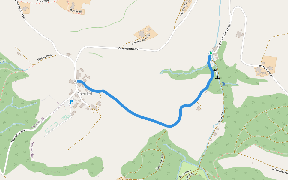 Oberried - Grabenmüli walking route map in Köniz