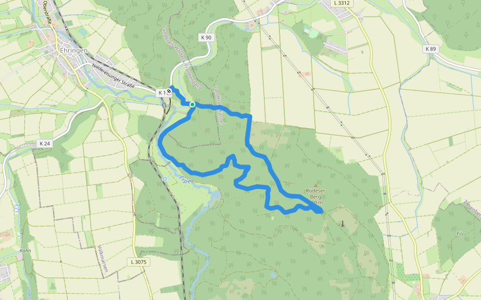 Rundwanderweg 4 ab Wanderparkplatz Erpetal des Naturparks Habichtswald walking route map in Volkmarsen