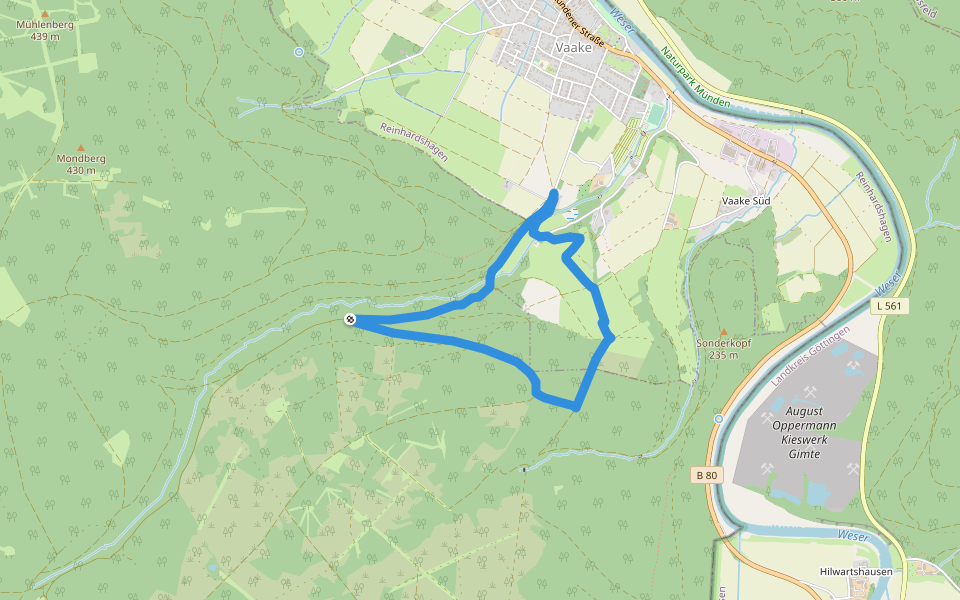 Ahletal, Rundweg 1 walking route map in Gutsbezirk Reinhardswald