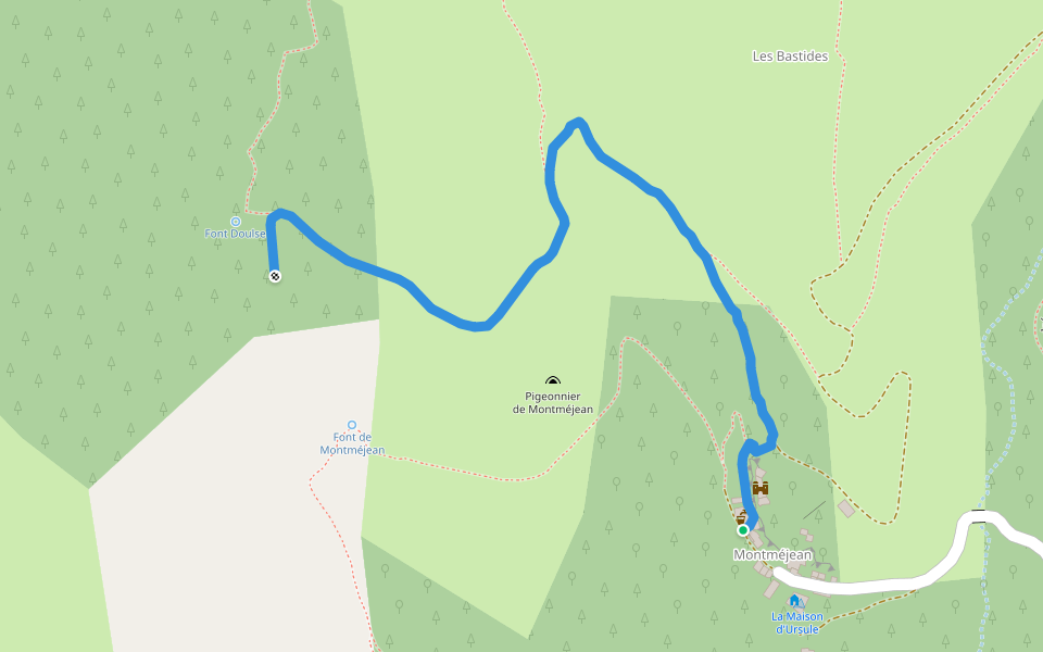 Sentier Botanique de Montméjean walking route map in Saint-André-de-Vézines