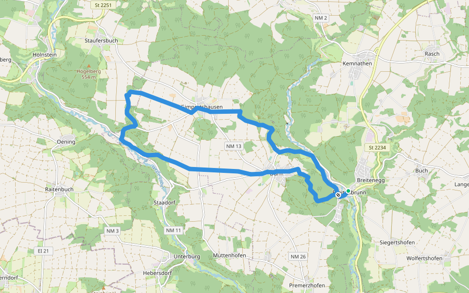 Wasserbüffelweg walking route map in Breitenbrunn