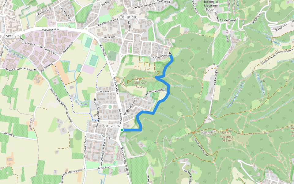 Cellatica (Fantasina) - Cantone walking route map in Fantasina