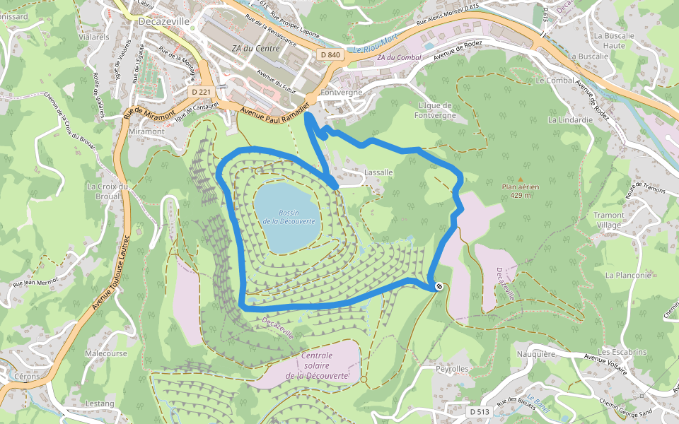 Le panoramique walking route map in Decazeville
