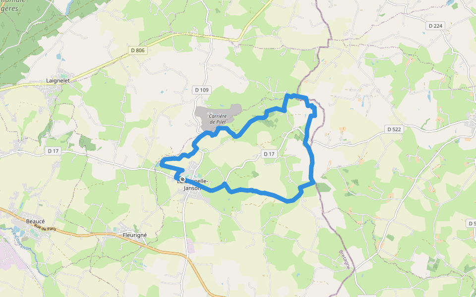 Circuit du Relais des Vallées walking route map in La Chapelle-Fleurigné