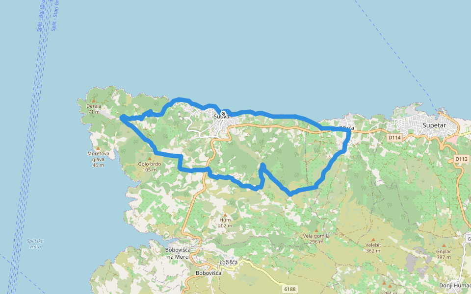 Put maslinova ulja walking route map in Sutivan