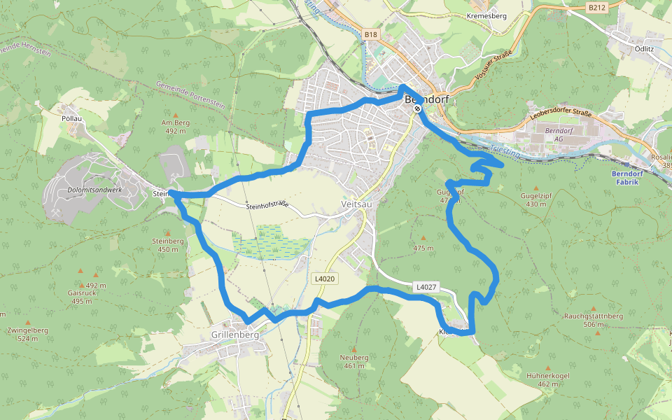 Aigner-Hauke Runde (Berndorf) walking route map in Berndorf