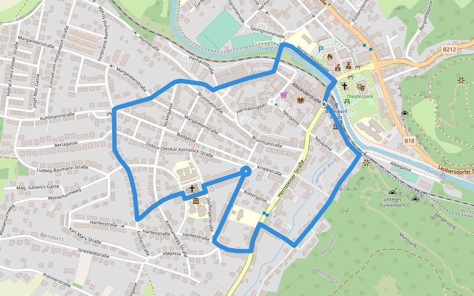 TRI Runde (Berndorf) walking route map in Berndorf
