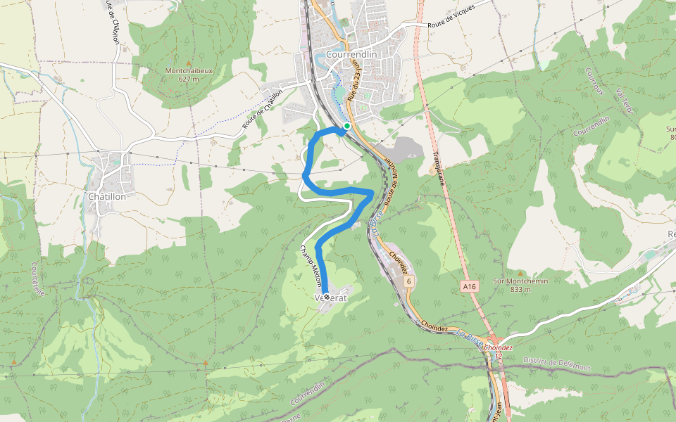 Vellerat - fixme walking route map in Courrendlin