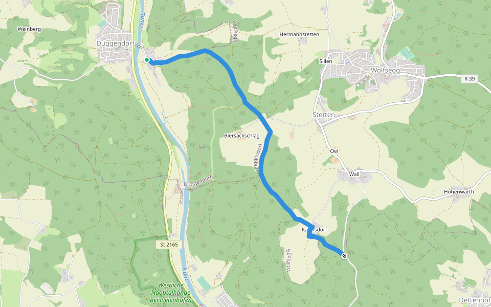 W 50 Duggendorf - W49 (Grünes Rechteck) walking route map in Duggendorf