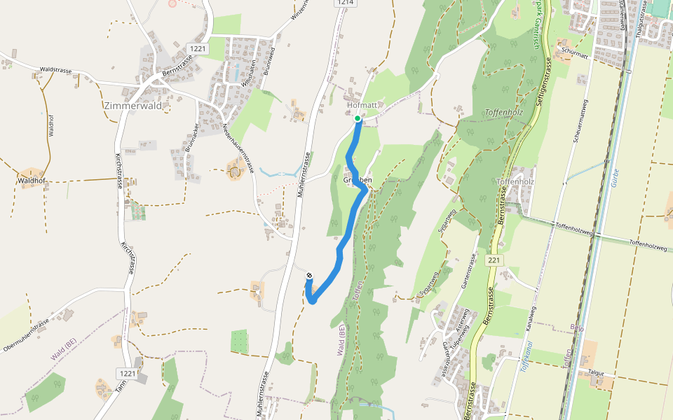 Hofmatt - Rossweid walking route map in Belp