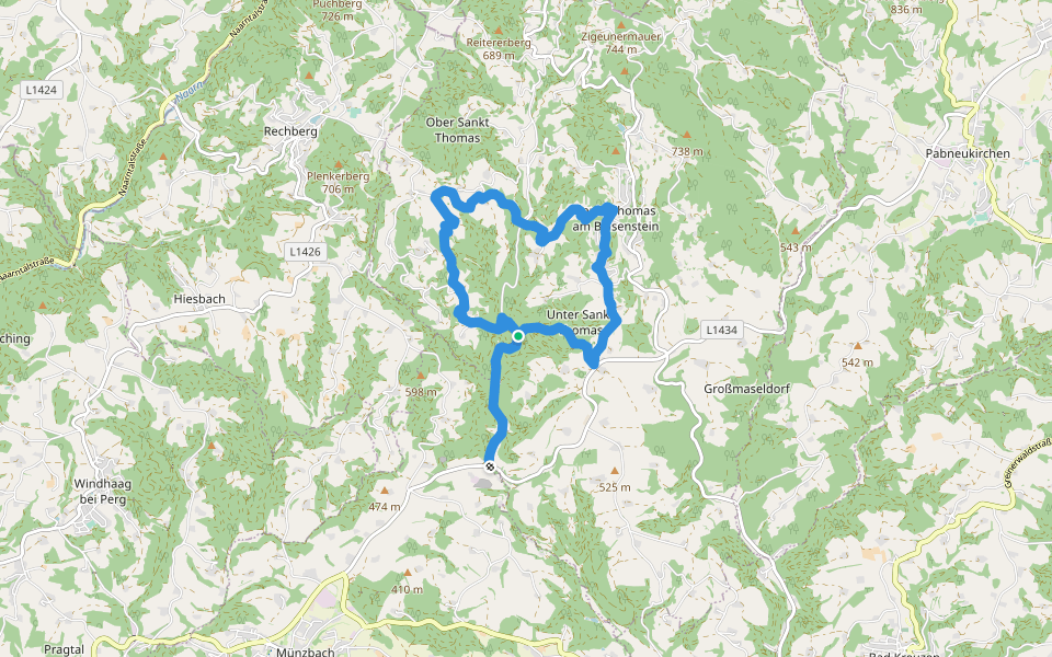 Pechölstein walking route map in Sankt Thomas am Blasenstein