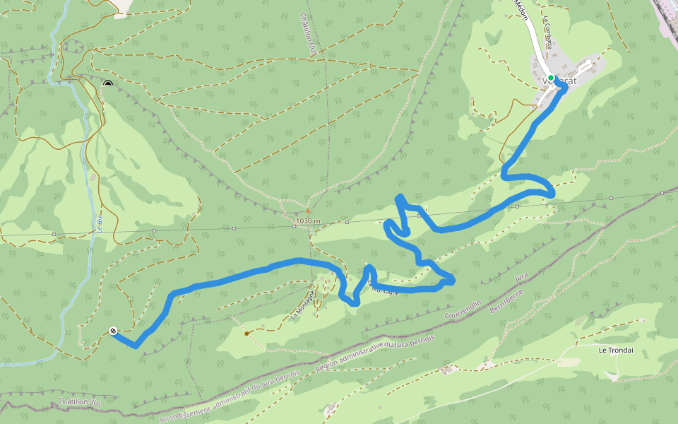 Vellerat - fixme walking route map in Courrendlin