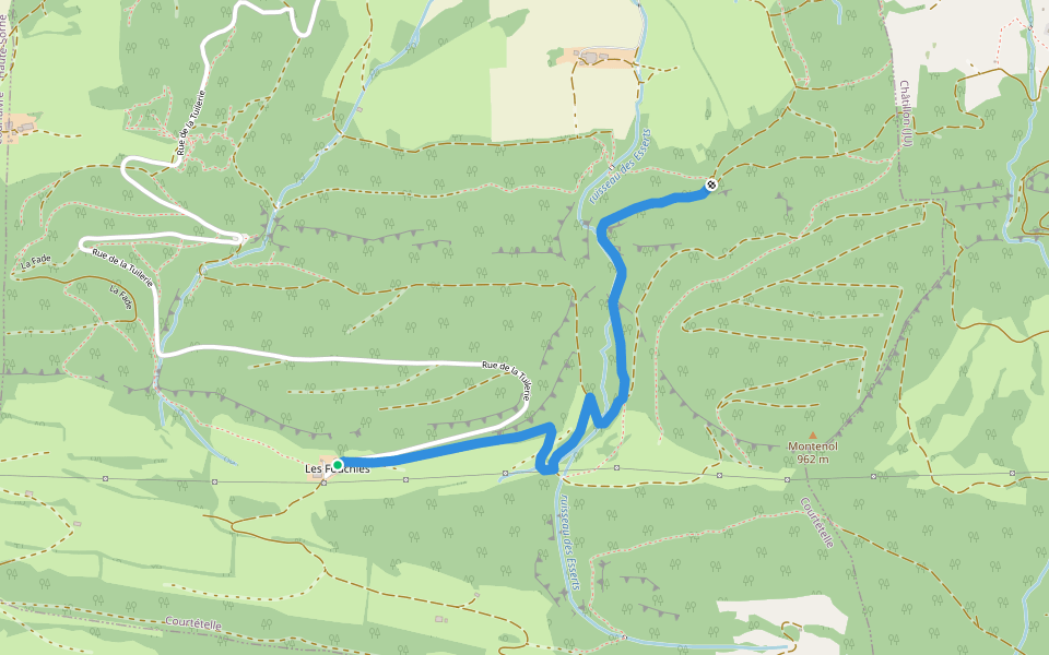 Les Fouchies - fixme walking route map in Courtételle