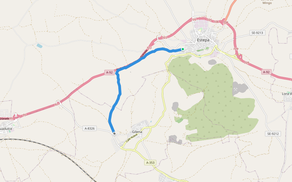 Estepa-Gilena walking route map in Estepa