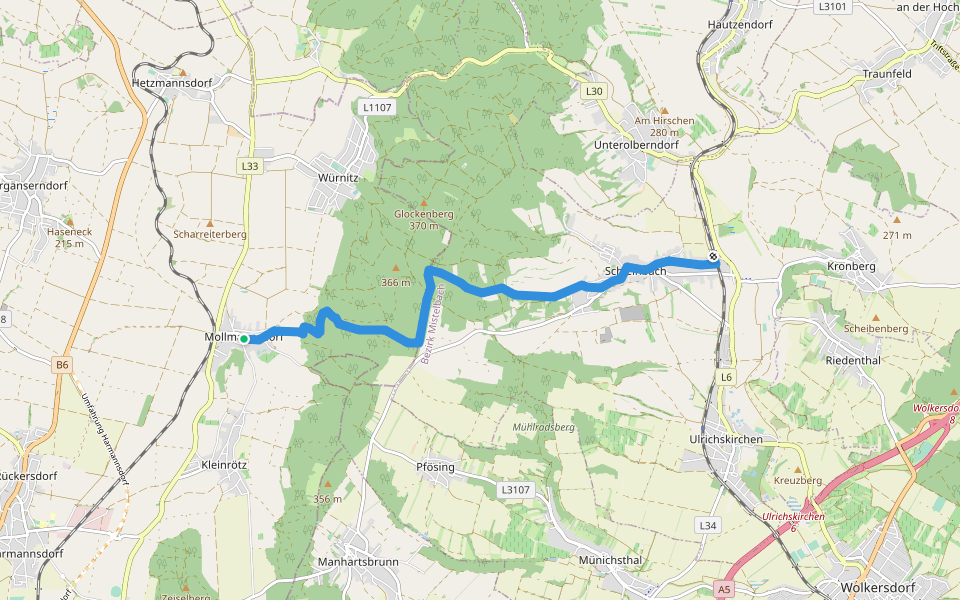 Landesbunny-Rübensteig walking route map in Harmannsdorf