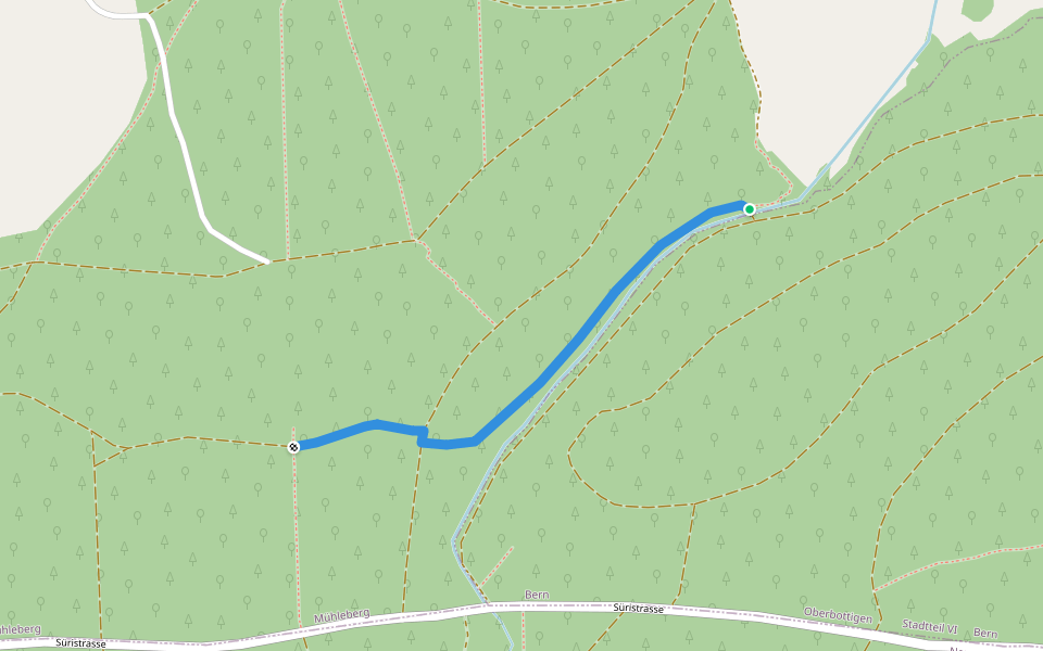 Hollerengraben - Scharzenbrünnen walking route map in Mühleberg
