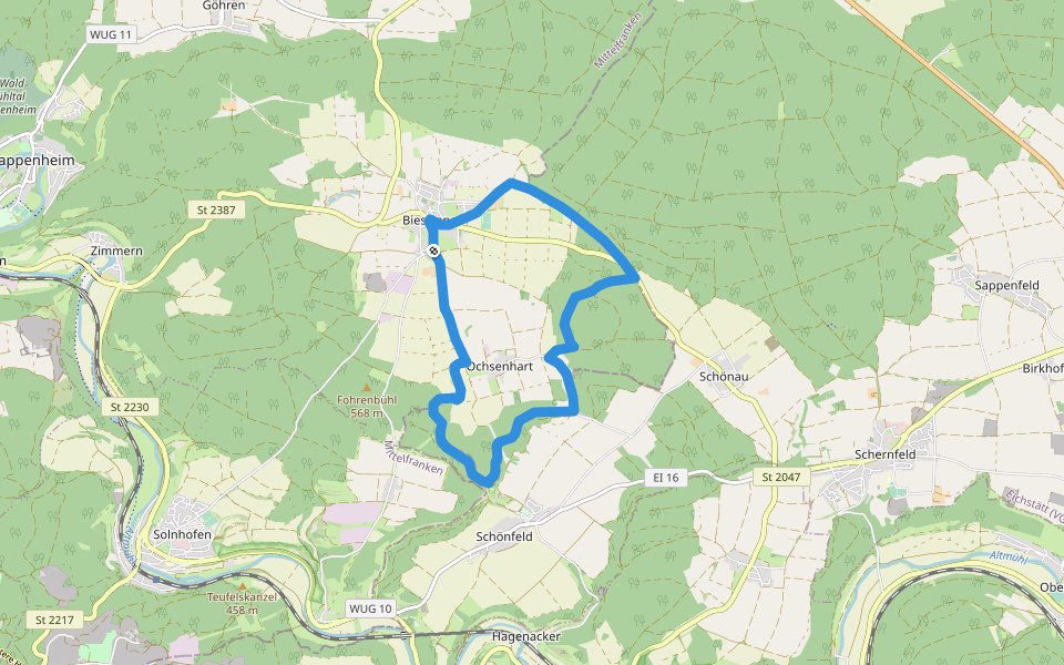 Ortswanderweg Pappenheim 14 walking route map in Pappenheim