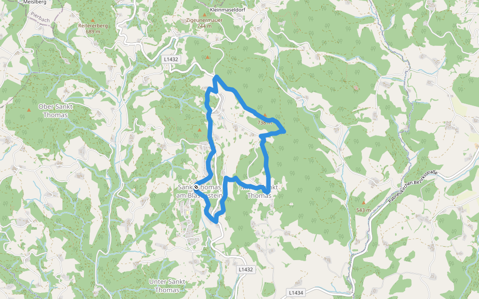 Bärenlucke walking route map in Mitter Sankt Thomas