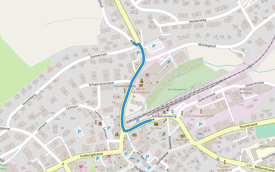 Schwarzenburg - Schwarzenburg Marktplatz walking route map in Schwarzenburg