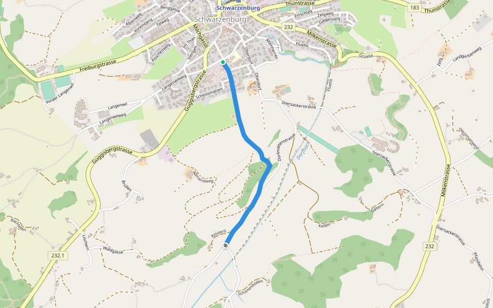 Schwarzenburg/Schloss - Schönebode walking route map in Schwarzenburg