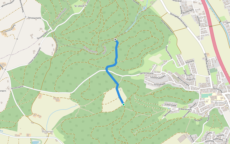 Fröschengüllen - Chilchberg walking route map in Brittnau