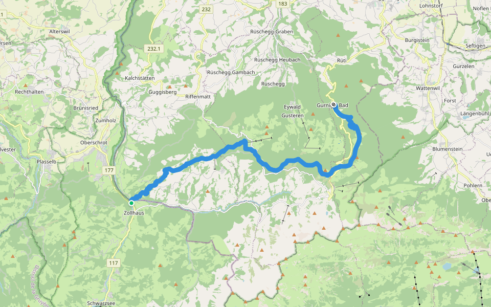 Gantrisch Panoramaweg walking route map in Schwarzsee