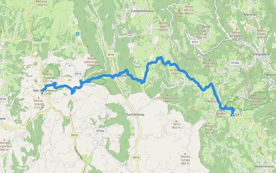 Dorsale Bassa della Lessinia sezione Bolca - Velo walking route map in Bolca
