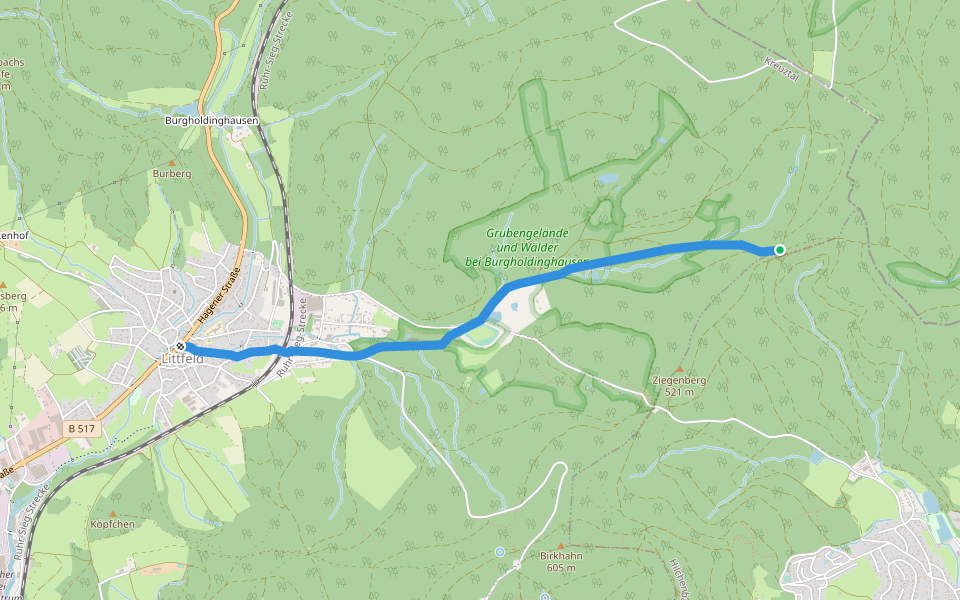 Winkel Auf dem Stoß nach Littfeld walking route map in Kreuztal