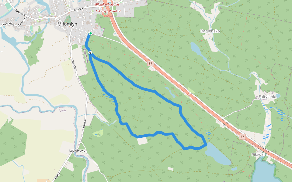 Ścieżka spacerowa walking route map in Miłomłyn