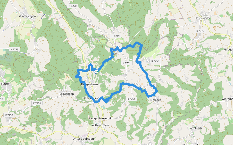 Bodensee LandGänge Bergtour Höchsten walking route map in Deggenhausertal