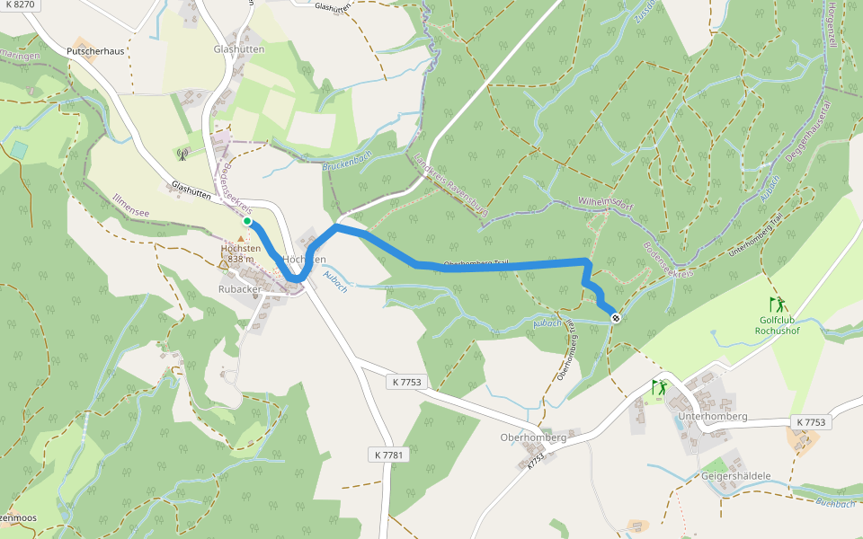 Nebenweg des Schwäbischen Albvereins (rotes Kreuz) walking route map in Deggenhausertal