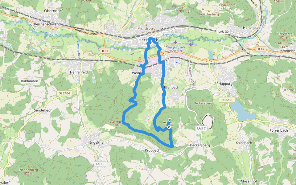Hersbrucker Rundweg Nr. 4 walking route map in Hersbruck