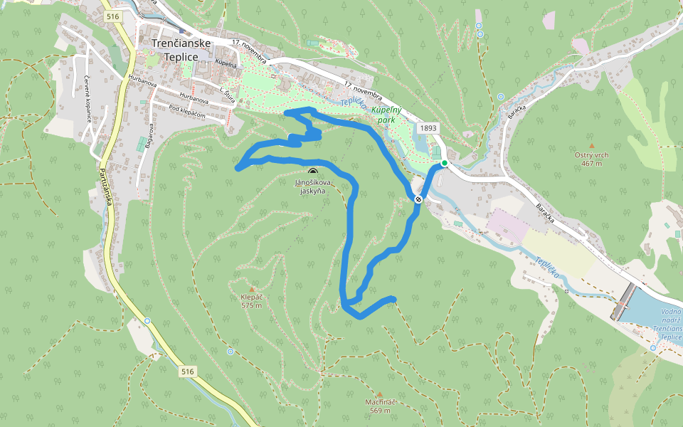Lesnícky náučný chodník Trenčianske Teplice walking route map in Trenčianske Teplice