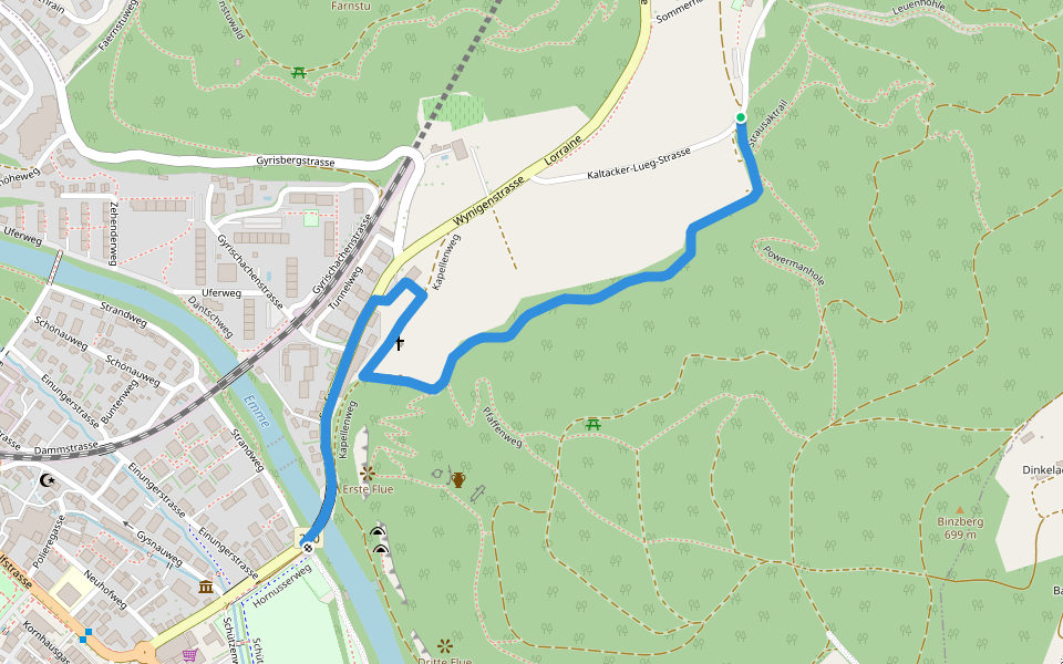 Summerhus - Wynigebrügg walking route map in Burgdorf