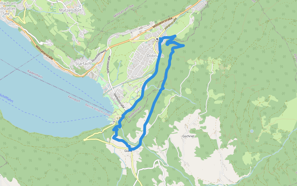 Panoramaweg walking route map in Döbriach