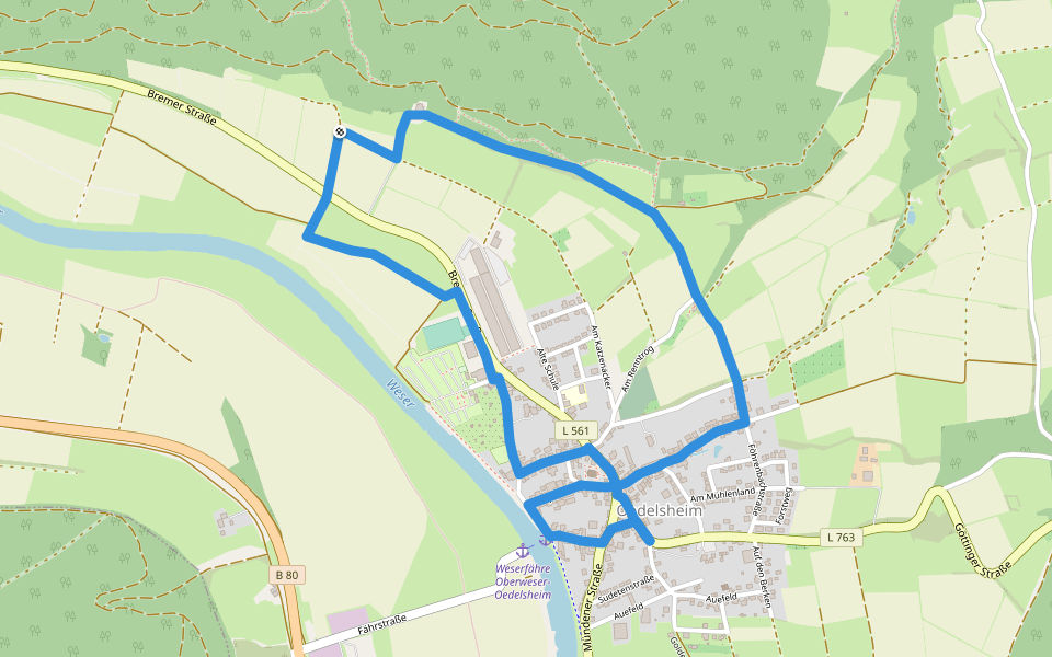 Eco-Pfad Oedelsheim walking route map in Wesertal