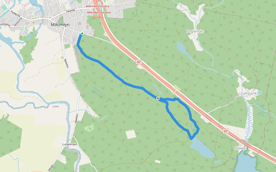 Ścieżka Spacerowa walking route map in Miłomłyn