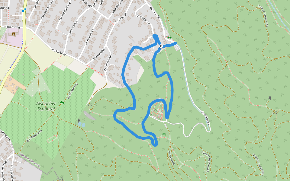 Rundwanderweg Alsbach-Hähnlein Herzog-Ulrich-Ruhe 3: Schloss-Weg walking route map in Alsbach-Hähnlein