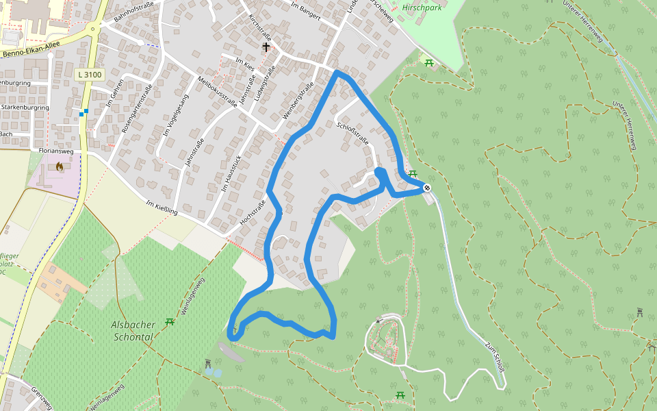 Rundwanderweg Alsbach-Hähnlein Herzog-Ulrich-Ruhe 2: Panoramaweg walking route map in Alsbach-Hähnlein