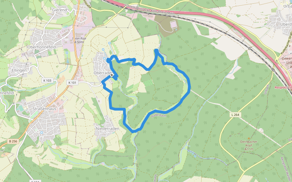 Rundwanderweg Oberraden 1 walking route map in Oberraden