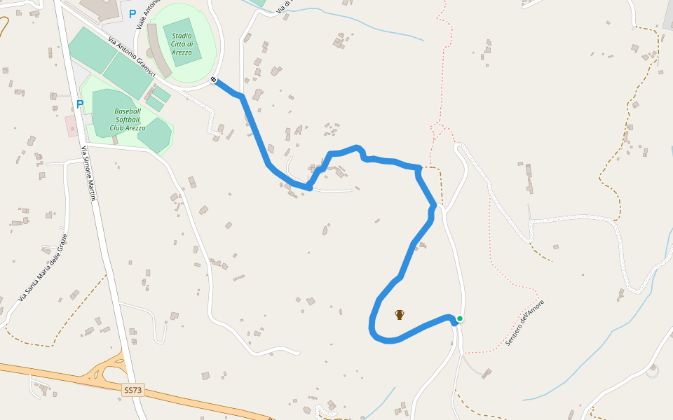 CAI 549/A walking route map in Arezzo