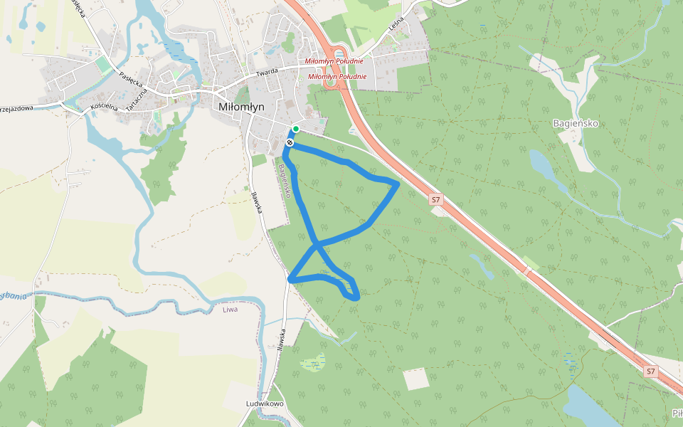 Ścieżka spacerowa walking route map in Miłomłyn