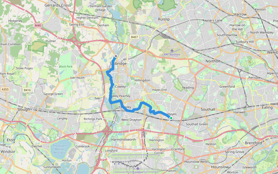 London LOOP (Section 11) walking route map in Hayes
