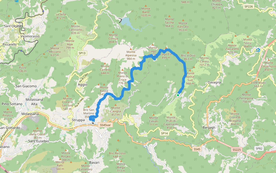 Prato- Canate di Marsiglia - Capenardo walking route map in Capenardo