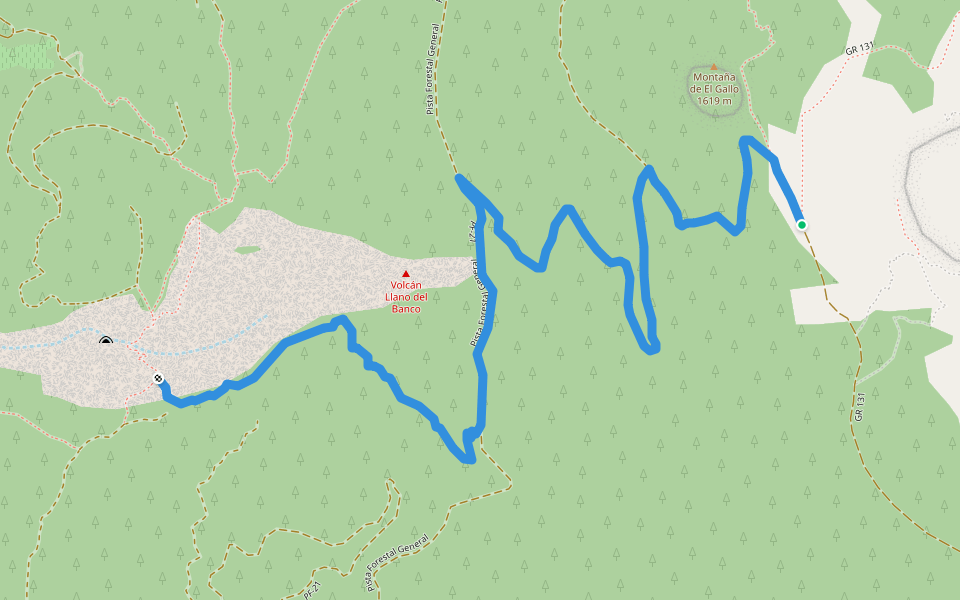 SL LP 105 Coladas de San Juan-Camino Barquito walking route map in Los Llanos