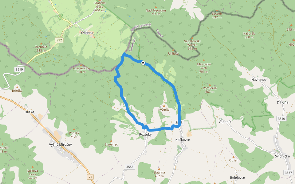Roztocky okruh walking route map in Roztoky